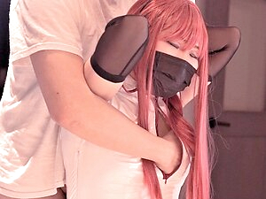 Hentai Cosplayer chest massage from behind, Chainsaw Man Makima Nurse, Japanese Anime Cosplay part.7