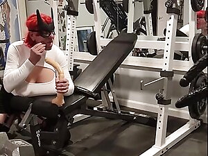 DeeDeeSlut69 in the Gym White Top sucking 2 Dicks