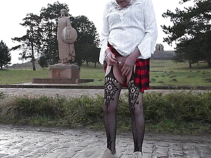 shemale sissy sounding lingerie outdoors 5