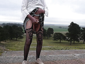 shemale sissy sounding lingerie outdoors 6