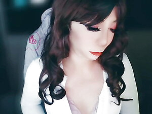 Asian trans in sexy swimsuit waiting to be gangbang