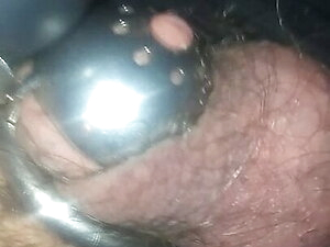 Trans in chastity cums using vibrator