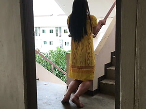 Solo masturbate in Dress set yellow 2